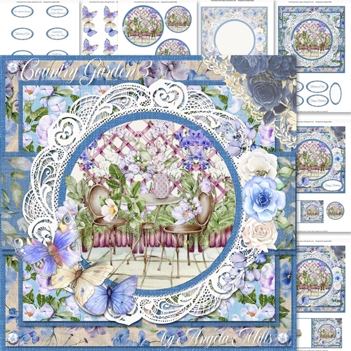 Country Garden 3: Garden Patio/Floral Trellis 7 x 7 Card Mini Kit, 7 Sheets