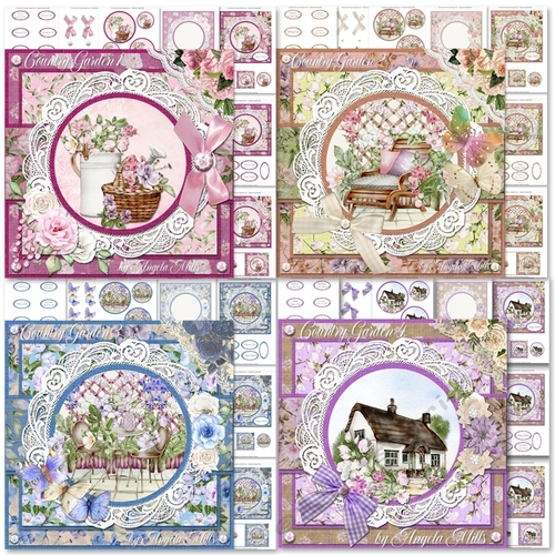 Country Garden 1 to 4 Bumper Kit, 4 7x7 Card Mini-Kits, 28 Sheets