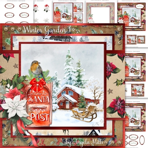 Winter Garden 1: Letter to Santa 7 x 7 Card Mini Kit , 7 Sheets, Kraft/Red