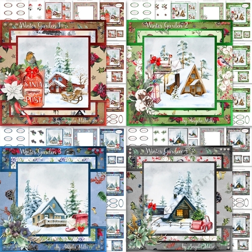 Winter Garden 1 to 4 Bumper Kit, 4 7x7 Card Mini Kits, 28 Sheets
