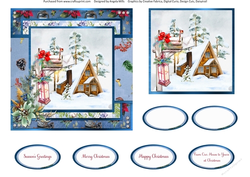 Winter Garden 8: Christmas Mail/Lantern 6 x 6 Card Front with Topper and Sentiments