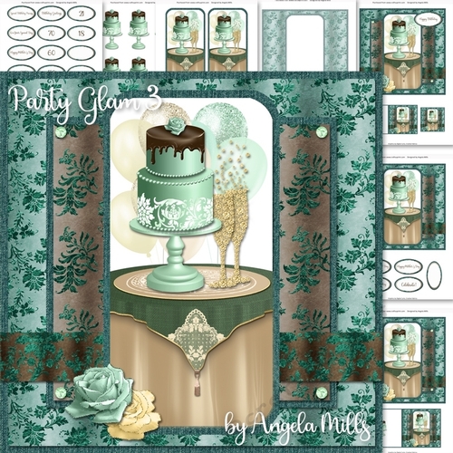 Party Glam 3: Cake and Champagne 7 x 7 Card Mini Kit, 7 Sheets