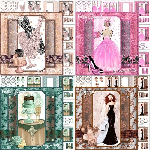 Party Glam 1 to 4 7x7 Card Mini Kits, 29 Sheets