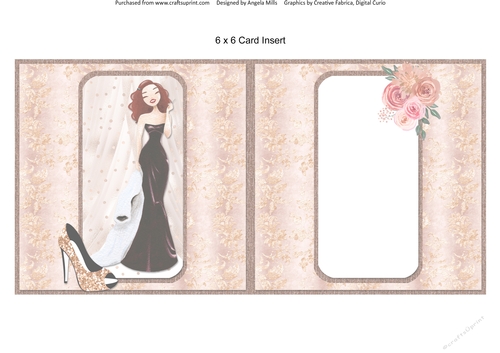 Party Glam 14: Rita 6 x 6 Card Insert Peach/Taupe Background, Blank