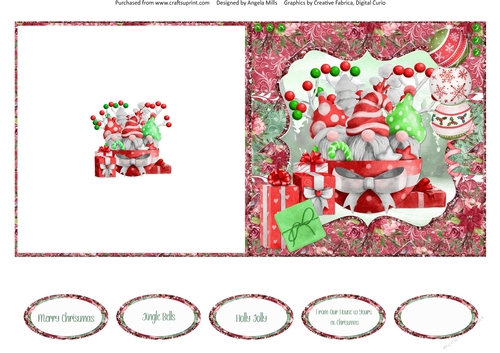 Festive Gnomes 15: Christmas Baubles & Gift Boxes 5 x 5 Quick Cut & Fold Card with Sentiments