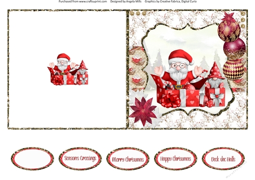 Festive Gnomes 12: Santa & Gnomes Gift Boxes 5 x 5 Quick Cut & Fold Card with Sentiments