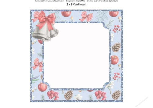 Christmas Cheer 16: Christmas Bells 8 x 8 Card Insert Panel  with Blue/Red Festive Background