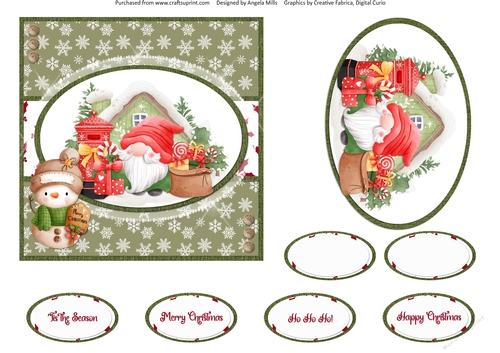 Festive Cuties 5: Postbox Gnome 6 x 6 Card Front with Topper and Sentiments