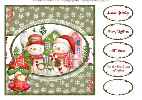 Festive Cuties 13: Snowmen 8 x 8 Quick Card Front with Sentiments