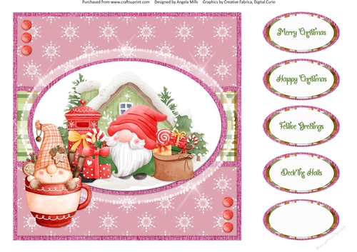 Festive Cuties 7: Postbox Gnome 8 x 8 Quick Card Front with Sentiments