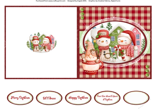 Festive Cuties 12: Snowmen 5 x 5 Quick Cut & Fold Card with Sentiments