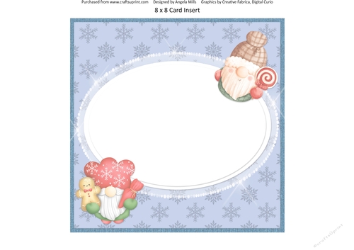 Festive Cuties 16: Cookie Gnomes 8 x 8 Blank Card Insert with Blue Snowflake Background