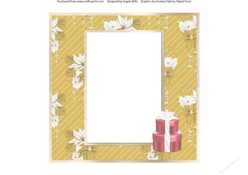 Festive Bears 16: Poinsettias/Gift Boxes 8 x 8 Blank Card Insert Panel