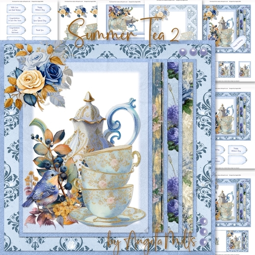 Summer Tea 2: Blueberries 7 x 7 Card Mini Kit, 7 Sheets
