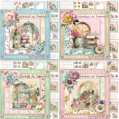 Windows on Summer 1 to 4 Bumper Kit : Four 7 x 7 Card Mini Kits, 28 Sheets