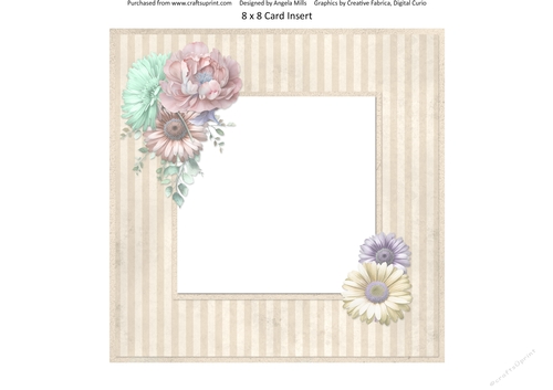 Windows on Summer 13: 8 x 8 Floral Card Insert Panel with Taupe Striped Background