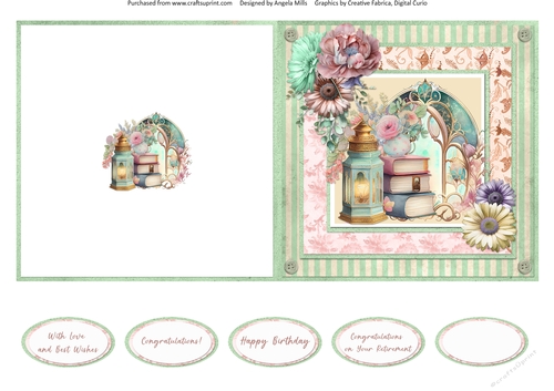 Windows on Summer 6: Lantern & Books 5 x 5 Quick Cut & Fold Card with Sentiments