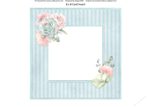Windows on Summer 10: Floral 8 x 8 Card Insert with Distressed Blue Striped Background