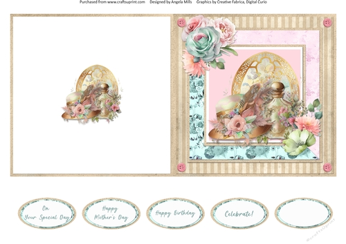 Windows on Summer 15: Floral Hat & Perfume Bottle 5 x 5 Quick Cut & Fold Card with Sentiments