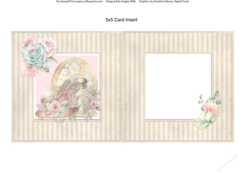 Windows on Summer 15: Floral Hat & Perfume Bottle 5 x 5 Card Insert with Taupe Distressed Striped Background