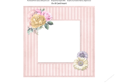 Windows on Summer 7: Shabby Floral 8 x 8 Card Insert with Pink Distressed Striped Background