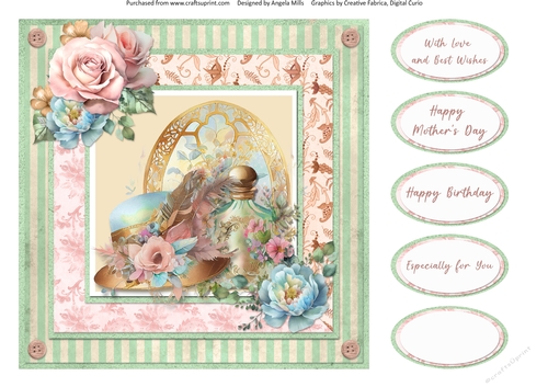 Windows on Summer 16: Shabby Hat & Perfume 8 x 8 Quick Card Front with Sentiments 