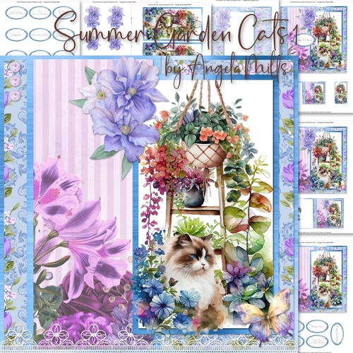 Summer Garden Cats 1: Ragdoll 7 x 7 Card Mini Kit, 7 Sheets