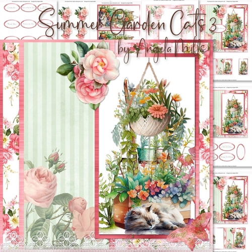 Summer Garden Cats 3: Ragdoll 7 x 7 Card Mini Kit, 7 Sheets