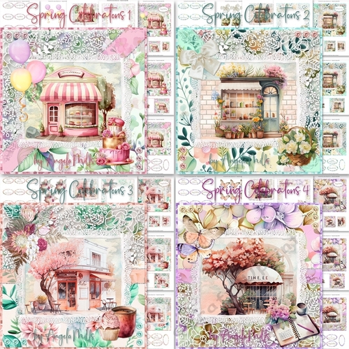 Spring Celenrations 1 to 4 Bumper Kit, 4 7x7 Card Kits, 28 Sheets