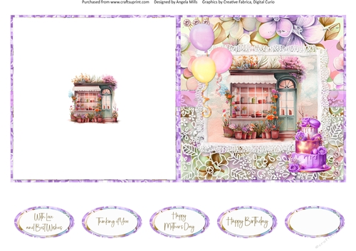 Spring Celebrations 9: Flower Shop 5 x 5 Quick Cut & Fold Card with Sentiments