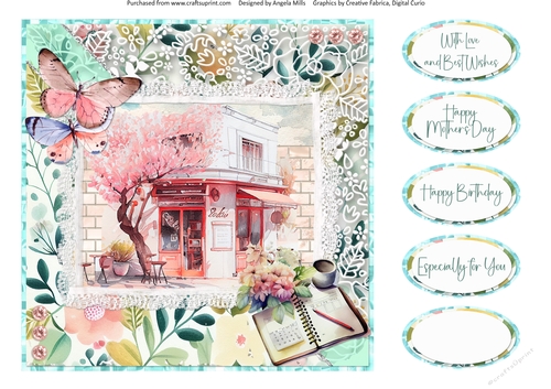 Spring Celebrations 13: Cafe 8 x 8 Quick Card Front with Sentiments