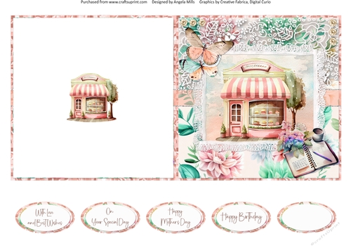 Spring Celebrations 6 Cake Shop: 5 x 5 Quick Cut & Fold Card with Sentiments