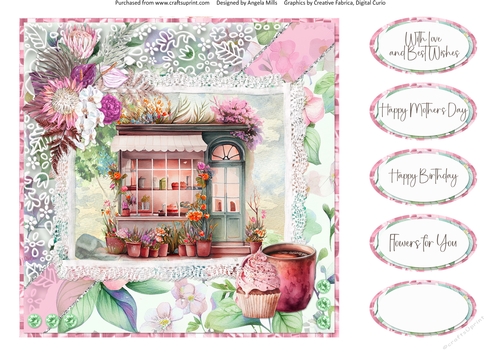 Spring Celebrations 10:  Flower Shop 8 x 8 Quick Card Front with Sentiments