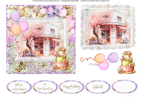 Spring Celebrations 11: Cafe 6 x 6 Card Front with Topper, Decoupage and Sentiments