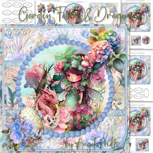 Garden Fairies and Dragons 2: 7 x 7 Card Mini-Kit, 7 Sheets