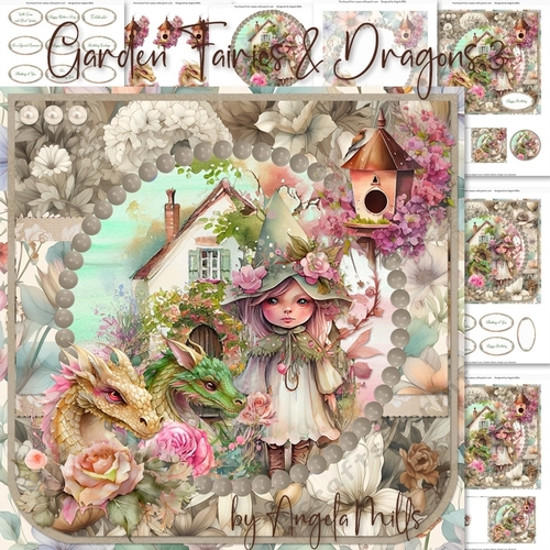 Garden Fairies and Dragons 3: 7 x 7 Card Mini-Kit, 7 Sheets