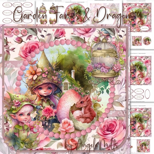 Garden Fairies and Dragons 4: 7 x 7 Card Mini-Kit, 7 Sheets