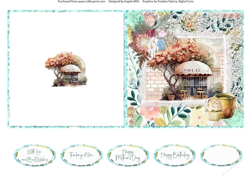 Spring Celebrations 15: Coffee Shop 5 x 5 Quick Cut & Fold Card with Sentiments