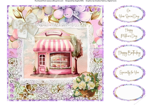 Spring Celebrations 7: Cake Shop 8 x 8 Quick Card Front with Sentiments