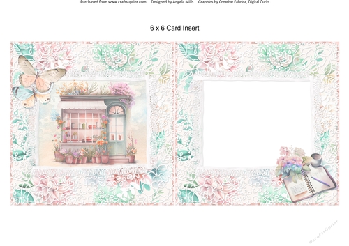 Spring Celebrations 8: Flower Shop 6 x 6 Card Insert with Peach/Mint Green Floral Lace Background
