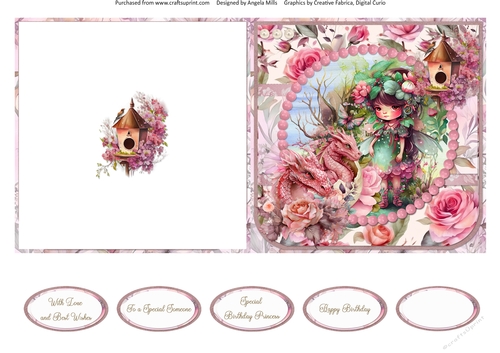 Garden Fairies & Dragons 9: 5 x 5 Quick Cut & Fold Card Card with Sentiments
