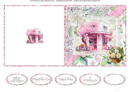Spring Celebrations 12: Cafe 5 x 5 Quick Cut & Fold Card with Sentiments