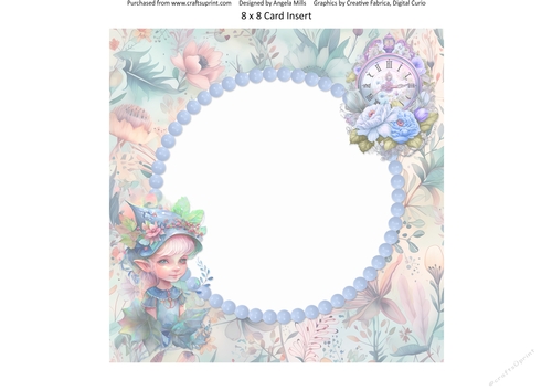 Garden Fairies & Dragons 13: 8 x 8 Card Insert with Blue Floral Background