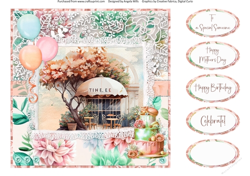 Spring Celebrations 16: Coffee Shop 8 x 8 Quick Card Front with Sentiments
