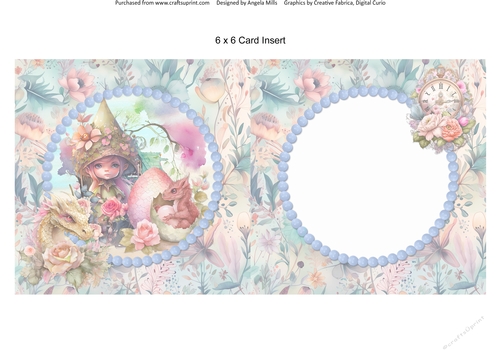 Garden Fairies & Dragons 14: 6 x 6 Card Insert with Floral Background