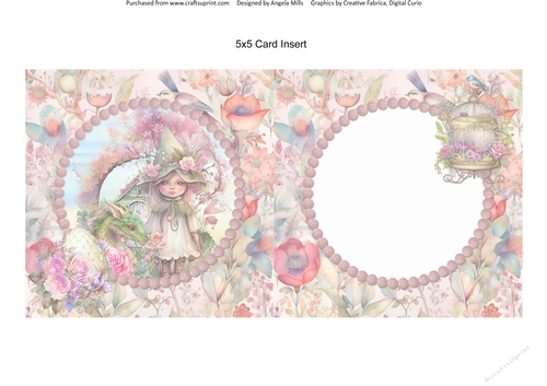 Garden Fairies & Dragons 11: 6 x 6 Card Insert with Pink Floral Background