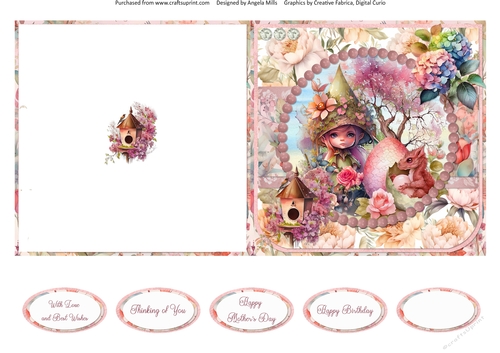 Garden Fairies & Dragons 15: 5 x 5 Quick Cut & Fold Card with Sentiments