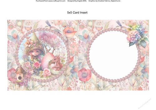 Garden Fairies & Dragons 15: 5 x 5 Card Insert with Floral Garden Background