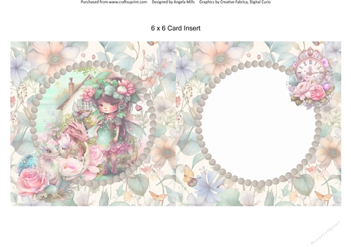 Garden Fairies & Dragons 8: 6 x 6 Card Insert with Garden Floral Background