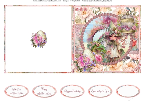 Garden Fairies & Dragons 12: 5 x 5 Quick Cut & Fold Card with Sentiments